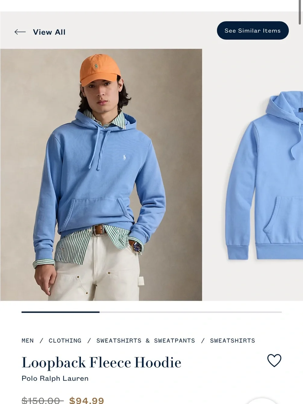 Polo men’s hoodie loop back fleece hoodie